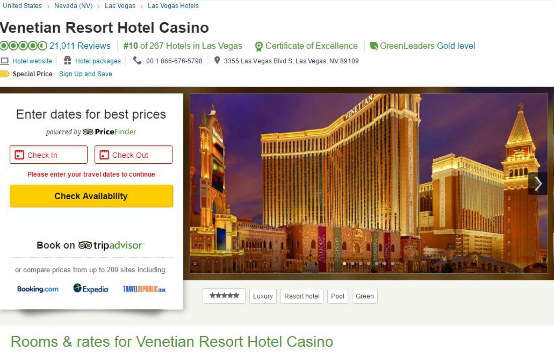The highest-rated hotel is in Las Vegas